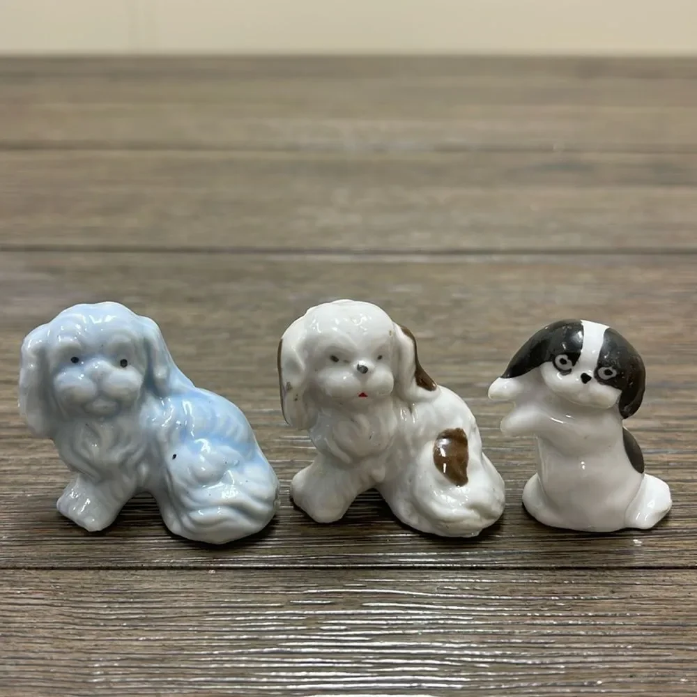 3 Vintage Pekinese Ceramic Figurines, Made in Japan